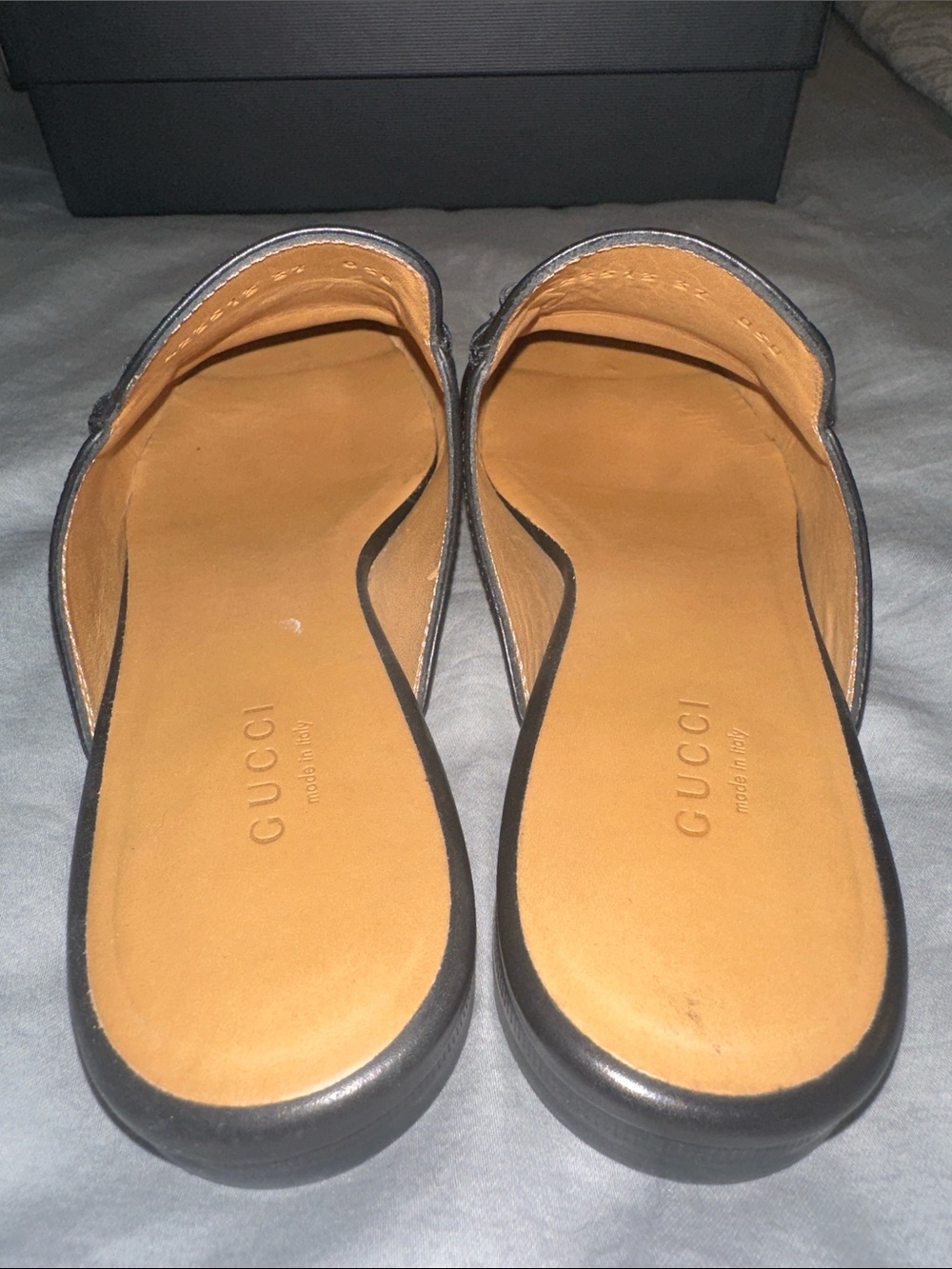Gucci Princeton Black Leather Slip-On Mule with Gold Horsebit - Picture 4 of 6